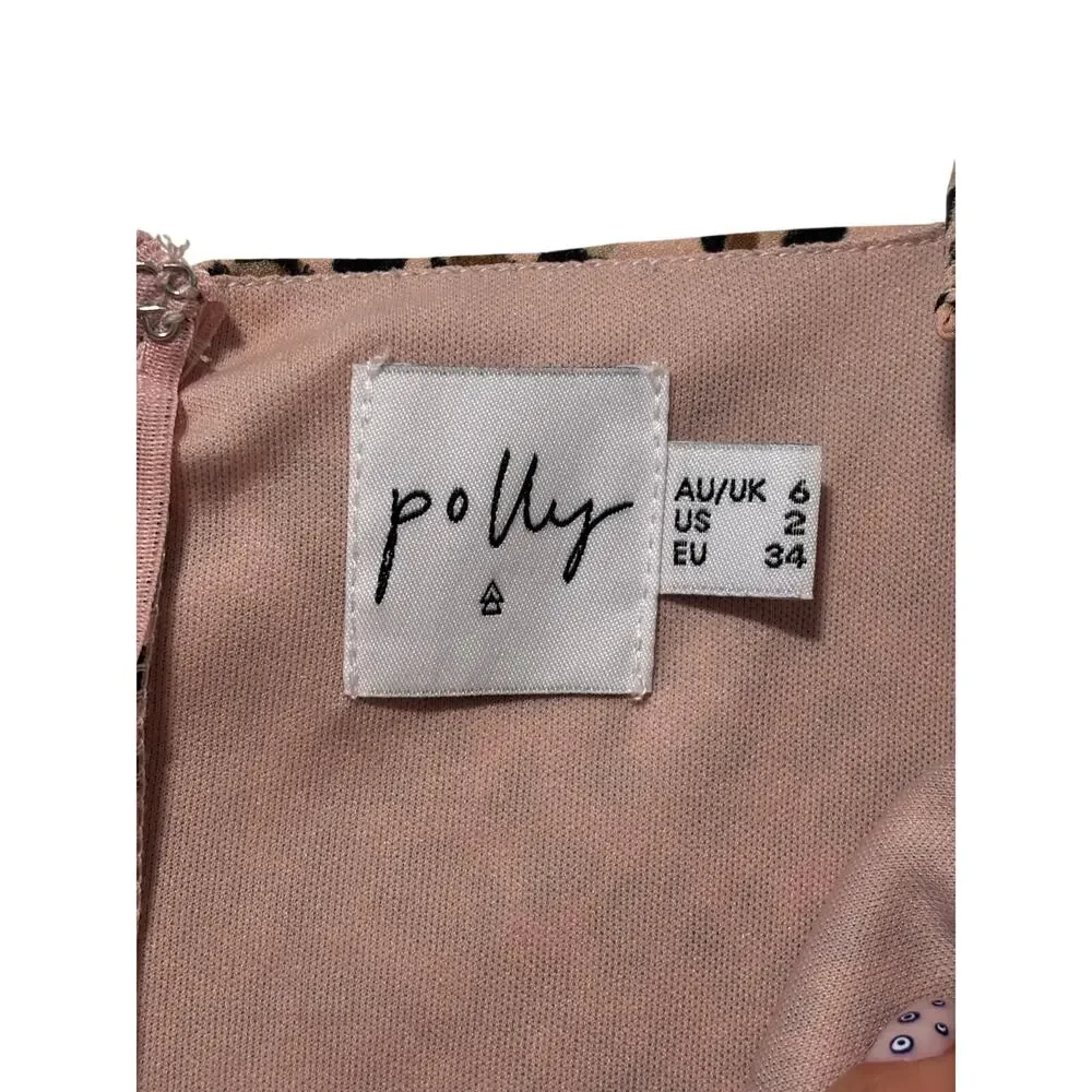 Princess Polly Leopard Print Mini Dress Women’s US 2 AU 6 Pink Tie Strap - Picture 7 of 9
